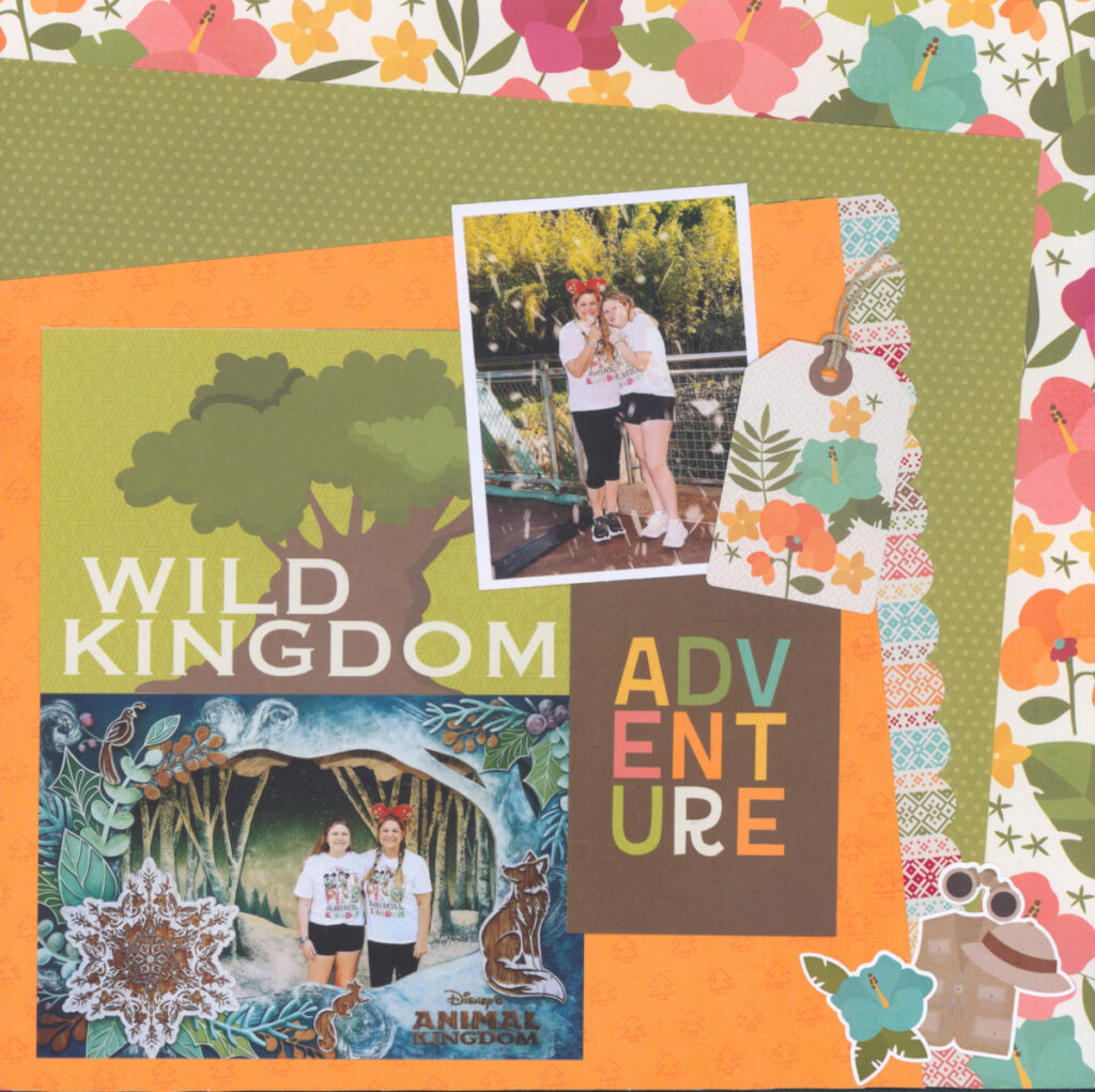 Disney Animal Kingdom scrapbook layouts