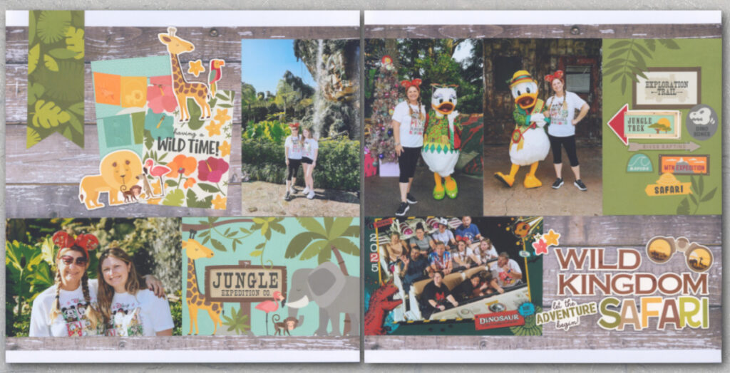 Disney Animal Kingdom scrapbook layouts