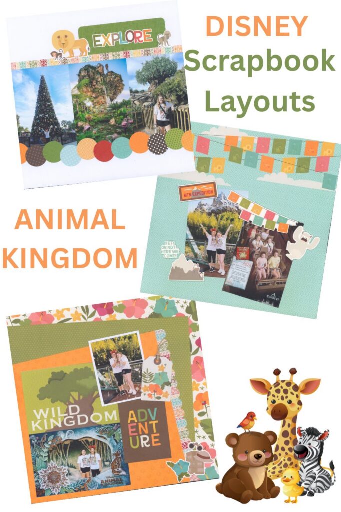 Disney Animal Kingdom scrapbook layouts