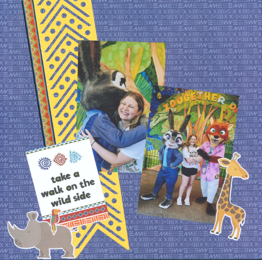 Disney Animal Kingdom scrapbook layouts